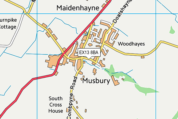 EX13 8BA map - OS VectorMap District (Ordnance Survey)