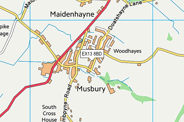 EX13 8BD map - OS VectorMap District (Ordnance Survey)