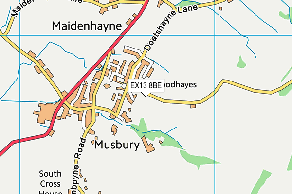 EX13 8BE map - OS VectorMap District (Ordnance Survey)