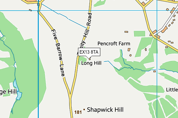 EX13 8TA map - OS VectorMap District (Ordnance Survey)