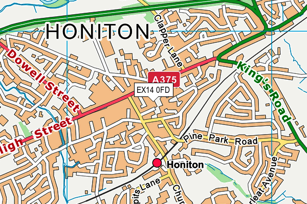 EX14 0FD map - OS VectorMap District (Ordnance Survey)