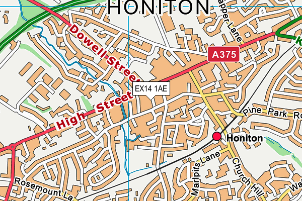 EX14 1AE map - OS VectorMap District (Ordnance Survey)