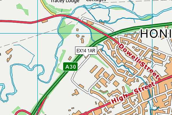 EX14 1AR map - OS VectorMap District (Ordnance Survey)