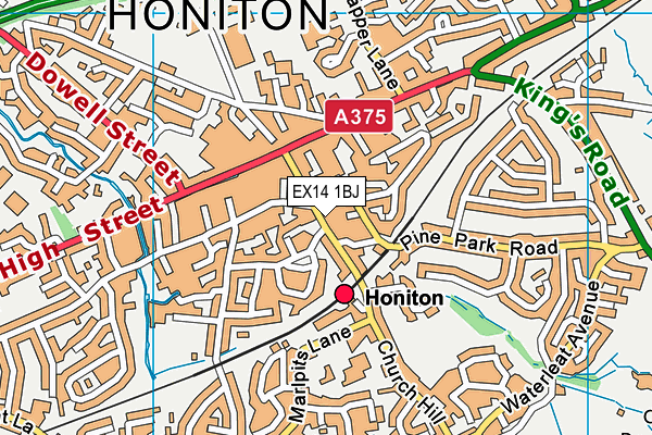 Map of HONITON RUGBY CLUB TRADING LTD at district scale