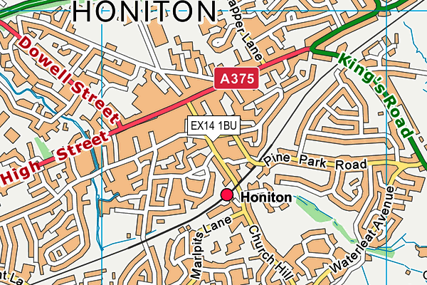 EX14 1BU map - OS VectorMap District (Ordnance Survey)