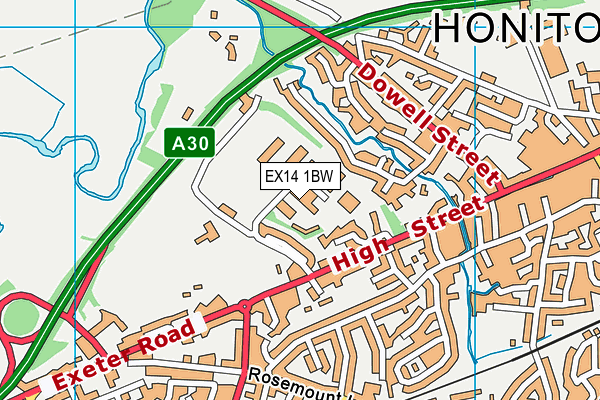 EX14 1BW map - OS VectorMap District (Ordnance Survey)