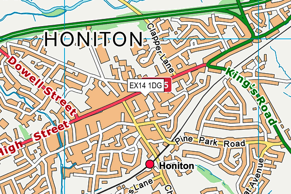 EX14 1DG map - OS VectorMap District (Ordnance Survey)