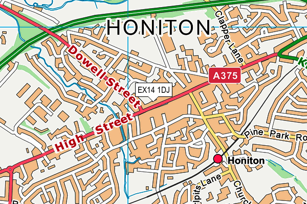 EX14 1DJ map - OS VectorMap District (Ordnance Survey)