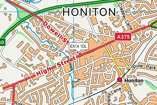 EX14 1DL map - OS VectorMap District (Ordnance Survey)