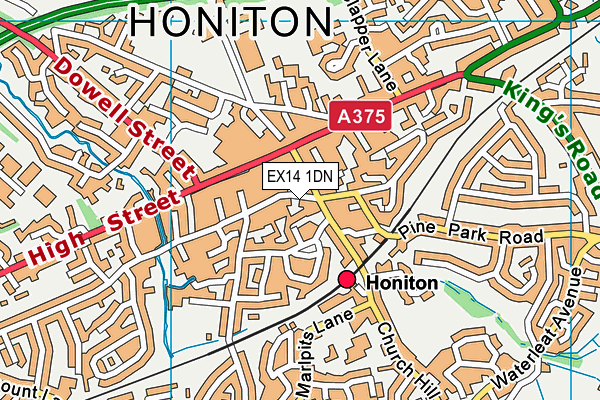 EX14 1DN map - OS VectorMap District (Ordnance Survey)