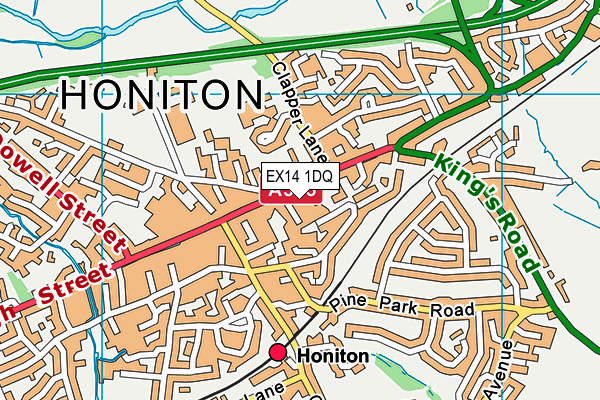 EX14 1DQ map - OS VectorMap District (Ordnance Survey)