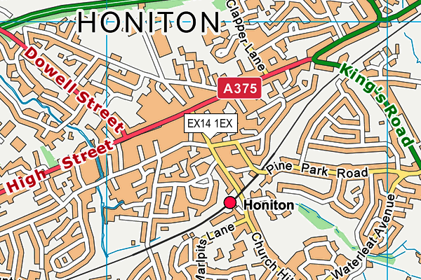 EX14 1EX map - OS VectorMap District (Ordnance Survey)