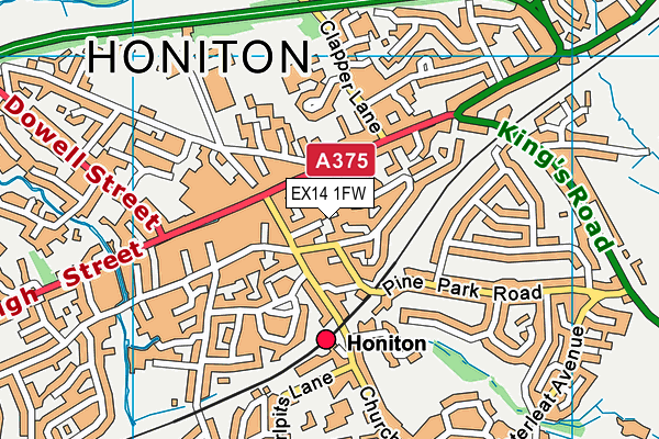 EX14 1FW map - OS VectorMap District (Ordnance Survey)