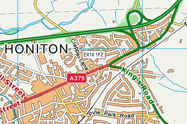 EX14 1FZ map - OS VectorMap District (Ordnance Survey)