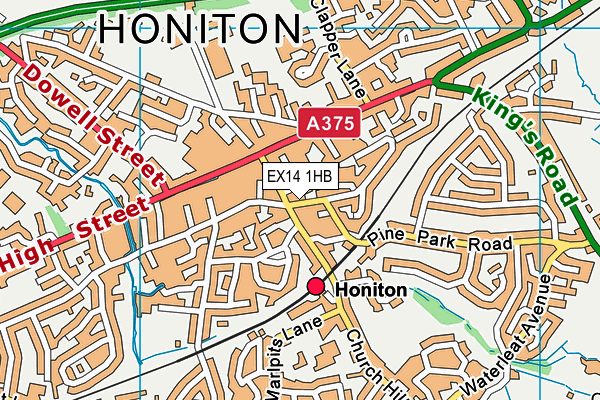 EX14 1HB map - OS VectorMap District (Ordnance Survey)