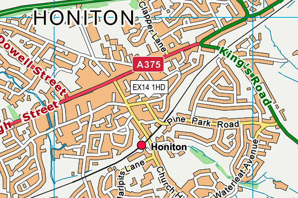 EX14 1HD map - OS VectorMap District (Ordnance Survey)