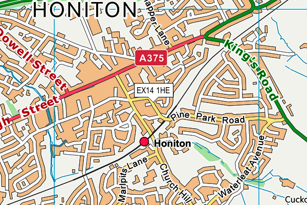 EX14 1HE map - OS VectorMap District (Ordnance Survey)