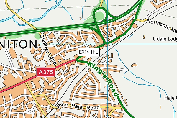 EX14 1HL map - OS VectorMap District (Ordnance Survey)