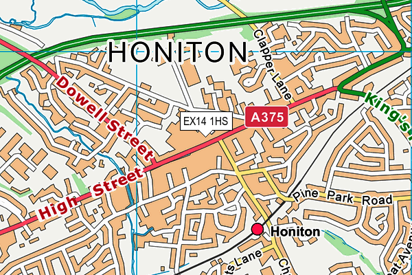 EX14 1HS map - OS VectorMap District (Ordnance Survey)