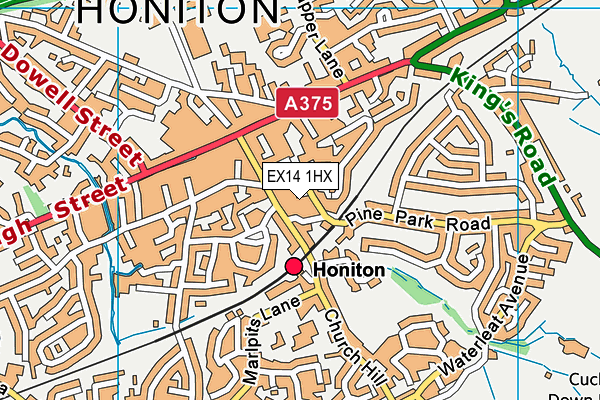 EX14 1HX map - OS VectorMap District (Ordnance Survey)