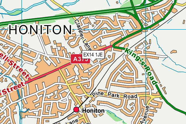 EX14 1JE map - OS VectorMap District (Ordnance Survey)