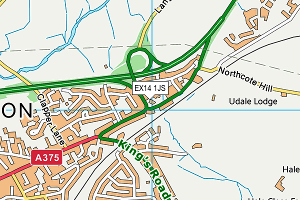 EX14 1JS map - OS VectorMap District (Ordnance Survey)