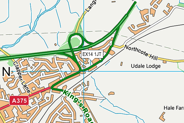 EX14 1JT map - OS VectorMap District (Ordnance Survey)