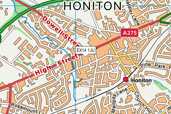 EX14 1JU map - OS VectorMap District (Ordnance Survey)