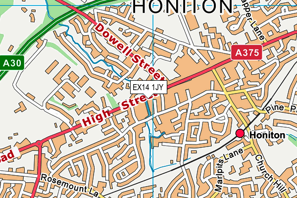 EX14 1JY map - OS VectorMap District (Ordnance Survey)