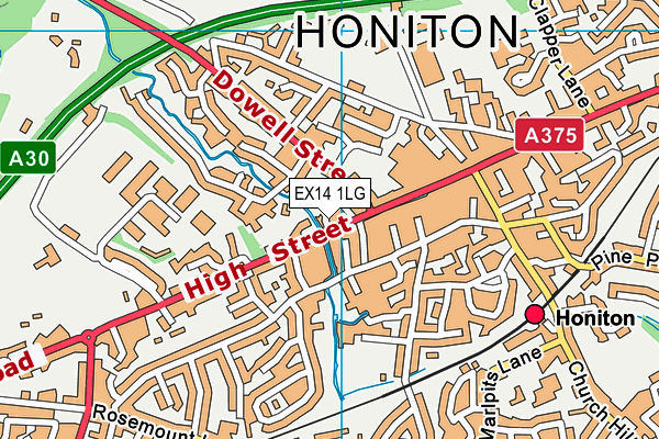 EX14 1LG map - OS VectorMap District (Ordnance Survey)