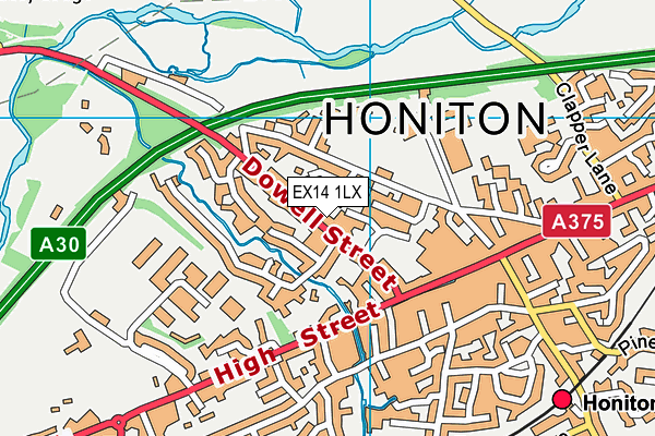 EX14 1LX map - OS VectorMap District (Ordnance Survey)