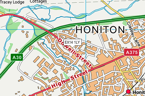Map of HONITON PLUMBING AND HEATING SERVICES LIMITED at district scale