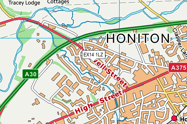 EX14 1LZ map - OS VectorMap District (Ordnance Survey)