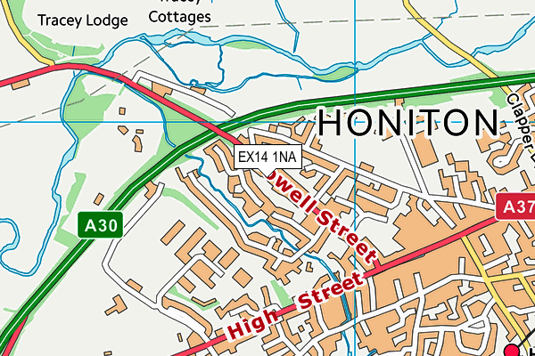 EX14 1NA map - OS VectorMap District (Ordnance Survey)