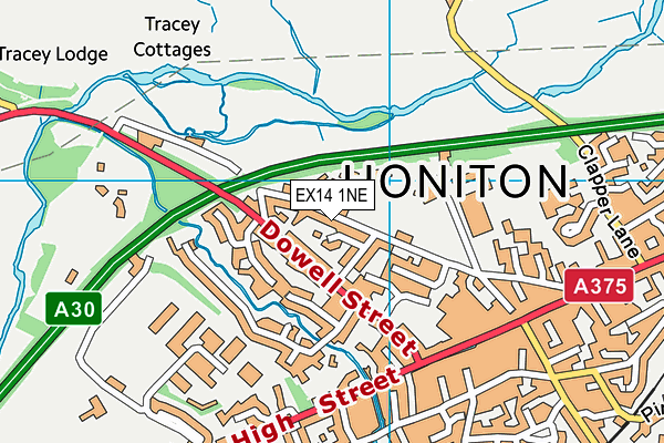 EX14 1NE map - OS VectorMap District (Ordnance Survey)