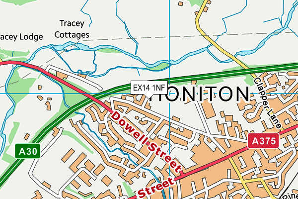 EX14 1NF map - OS VectorMap District (Ordnance Survey)