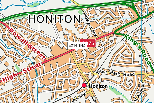 EX14 1NZ map - OS VectorMap District (Ordnance Survey)