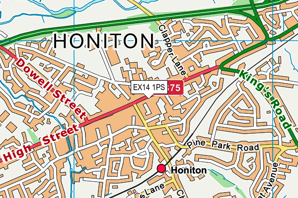 EX14 1PS map - OS VectorMap District (Ordnance Survey)