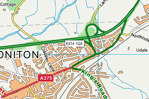 EX14 1QA map - OS VectorMap District (Ordnance Survey)