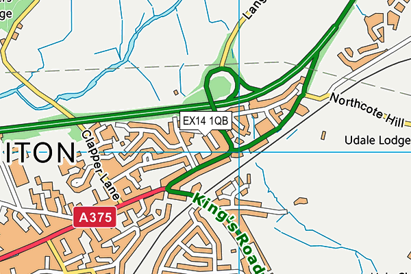 EX14 1QB map - OS VectorMap District (Ordnance Survey)