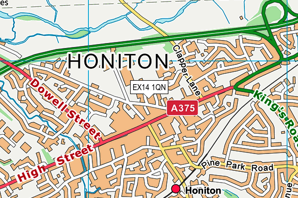 EX14 1QN map - OS VectorMap District (Ordnance Survey)