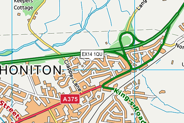 EX14 1QU map - OS VectorMap District (Ordnance Survey)