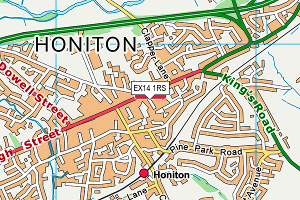 EX14 1RS map - OS VectorMap District (Ordnance Survey)