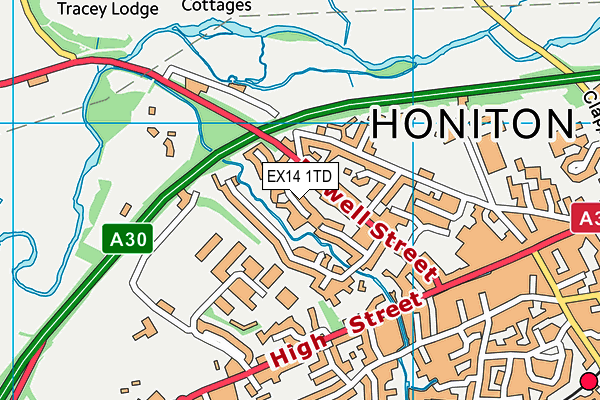 EX14 1TD map - OS VectorMap District (Ordnance Survey)