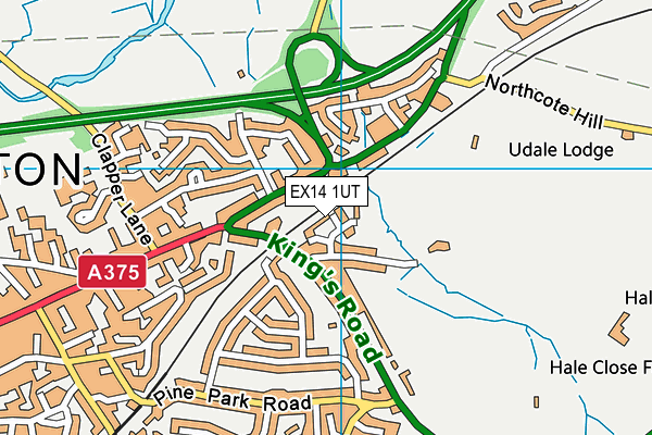EX14 1UT map - OS VectorMap District (Ordnance Survey)