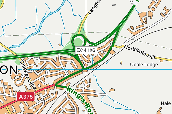 EX14 1XG map - OS VectorMap District (Ordnance Survey)