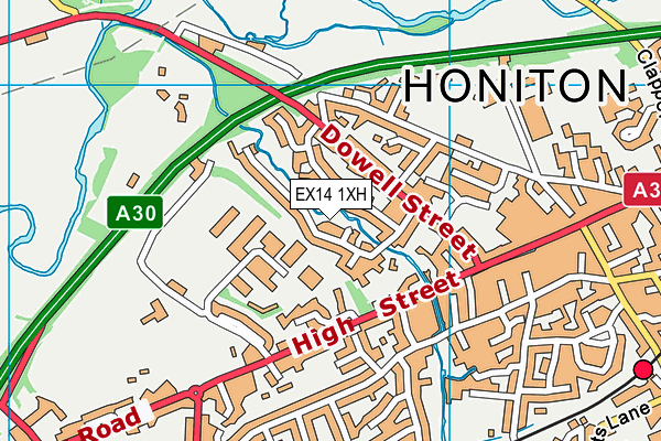 EX14 1XH map - OS VectorMap District (Ordnance Survey)