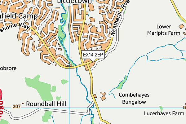 EX14 2EP map - OS VectorMap District (Ordnance Survey)