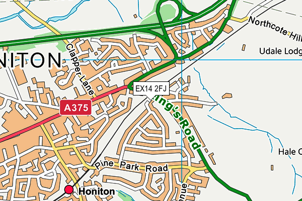 EX14 2FJ map - OS VectorMap District (Ordnance Survey)