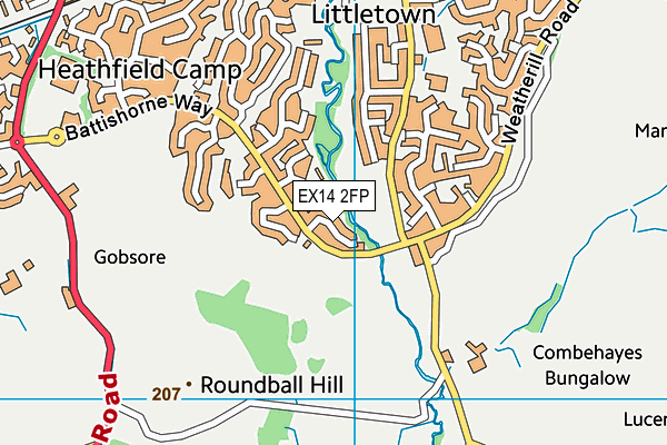 EX14 2FP map - OS VectorMap District (Ordnance Survey)